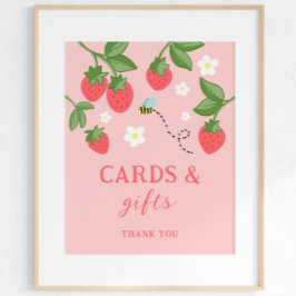 Roze Aardbei Bes Zoete Verjaardagsfeest Sign Poster