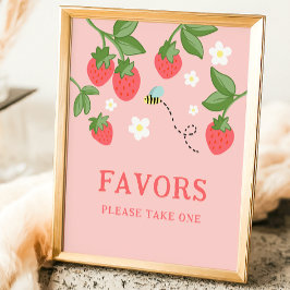 Roze Aardbei Bes Zoete Verjaardagsfeest Sign Poster