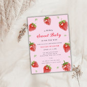 Roze aardbei bessen lief meisje Baby shower Kaart