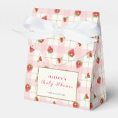 Roze aardbei bessen zoete gingham Baby shower Bedankdoosjes (Voorkant Zijde)