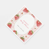 Roze aardbei bessen zoete gingham Baby shower Servet (Hoek)