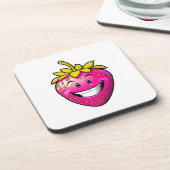 Roze aardbei bier onderzetter (Linkerzijde)