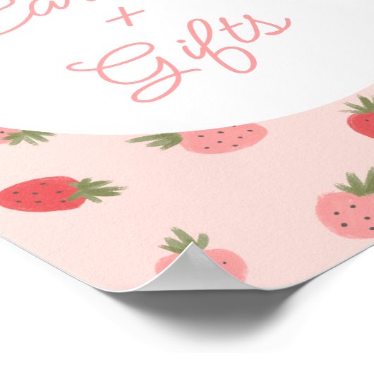 Roze aardbei Birthday Party Kaarten and Gifts Poster (Hoek)