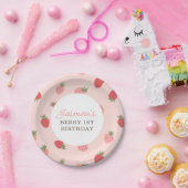 Roze aardbei Birthday Party Papieren Bordje (Feest)