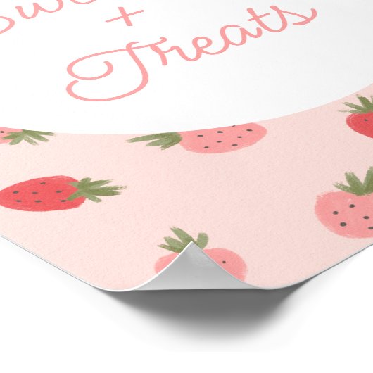 Roze aardbei Birthday Party Sweets and Trees Poster (Hoek)