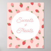 Roze aardbei Birthday Party Sweets and Trees Poster (Voorkant)