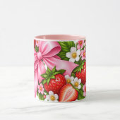 Roze aardbei bloem mok | Cute cadeau voor haar (Midden)