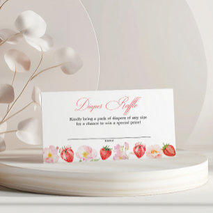 Roze aardbei bloemen baby shower luier raffle informatiekaartje