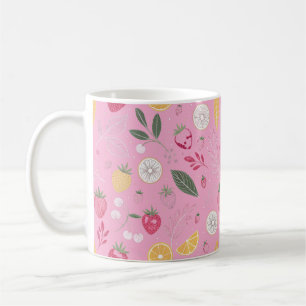 Roze Aardbei & Bloemen Mok