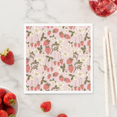 Roze Aardbei Bloemen Papier Servet (Insitu)