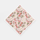 Roze Aardbei Bloemen Papier Servet (Hoek)