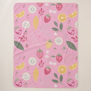 Roze aardbei & bloemensherpa deken