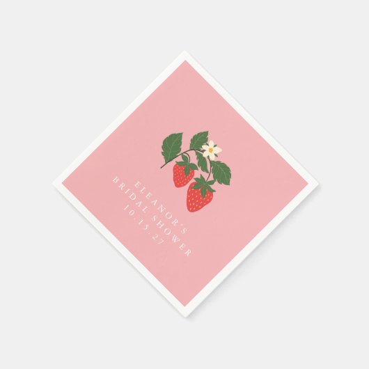  Roze Aardbei Boho Vrijgezellenfeest Custom Servet (Hoek)