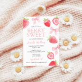 Roze Aardbei Boog Berry Sweet Baby Meisje Douche Kaart