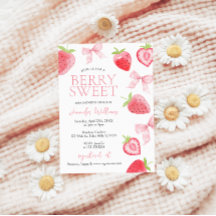 Roze Aardbei Boog Berry Sweet Baby Meisje Douche