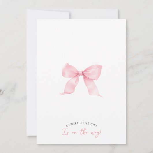 Roze Aardbei Boog Berry Sweet Baby Meisje Douche Kaart (Achterkant)