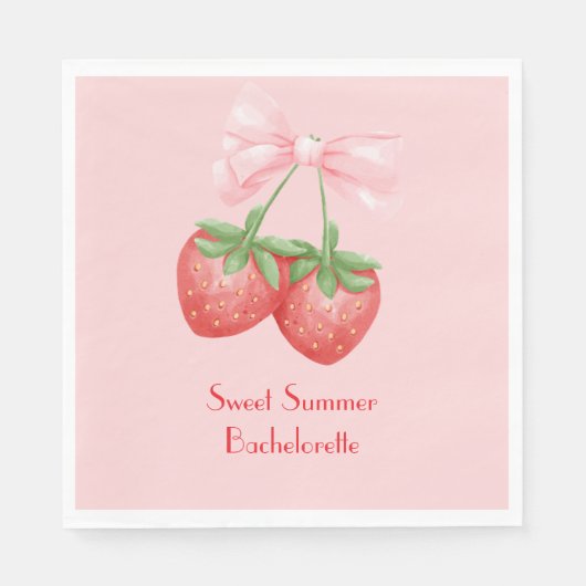 roze aardbei bruidsdouche servet (Voorkant)