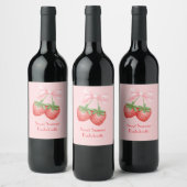 roze aardbei bruiloftsborrel wijn etiket (Flessen)