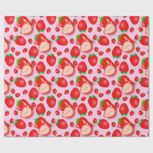 Roze aardbei cadeaupapier (Vlak)
