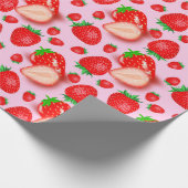Roze aardbei cadeaupapier (Hoek)