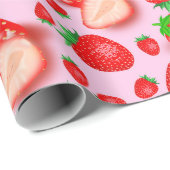 Roze aardbei cadeaupapier (Rol Hoek)