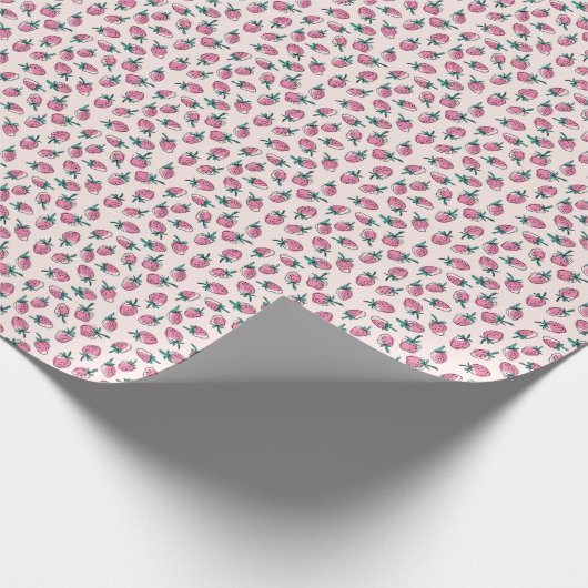 roze aardbei cadeaupapier (Hoek)