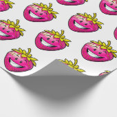 Roze aardbei cadeaupapier (Hoek)