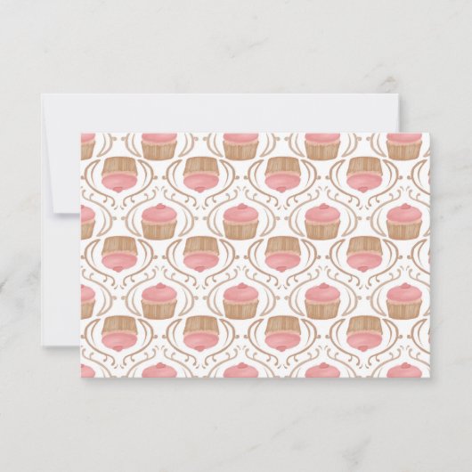 Roze aardbei Champagne Cupcakes Invitation Kaart (Voorkant)