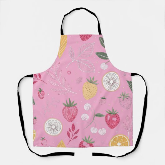 "Roze Aardbei Citrus Bloemenschort  Schort (Voorkant)