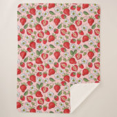 Roze aardbei Cottcore Cozy Sherpa Deken (Voorkant)