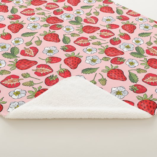 Roze aardbei Cottcore Cozy Sherpa Deken (3/4)
