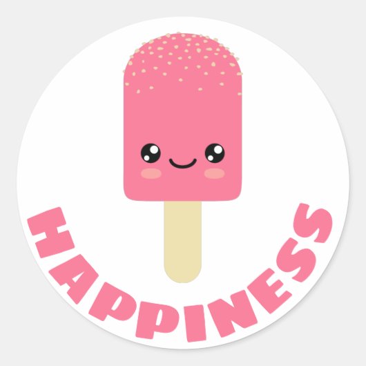 Roze Aardbei Crumble Ice Pop Ronde Sticker (Voorkant)