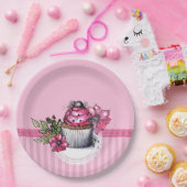 Roze aardbei Cupcake Papierpartij Borden Papieren Bordje (Feest)