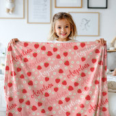 Roze Aardbei Custom Naam Meisjes Fleece Deken