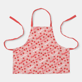 Roze Aardbei Custom Naam Meisjes Schort