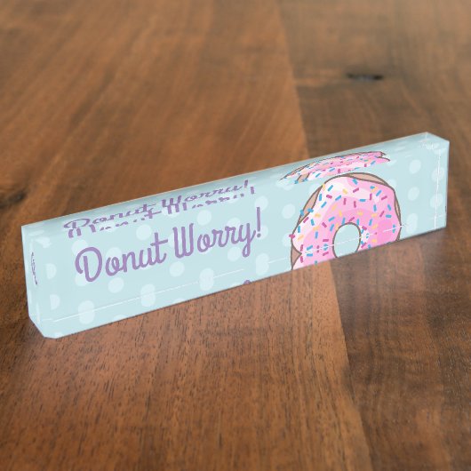 Roze aardbei Donut Naambordje (Zijkant)