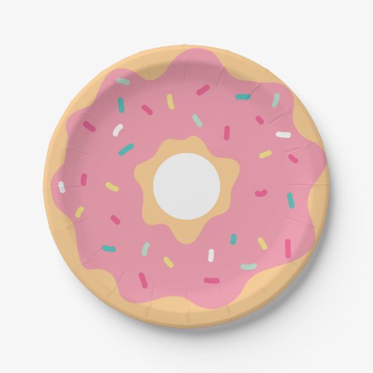 Roze aardbei Donut Papieren Bordje (Voorkant)