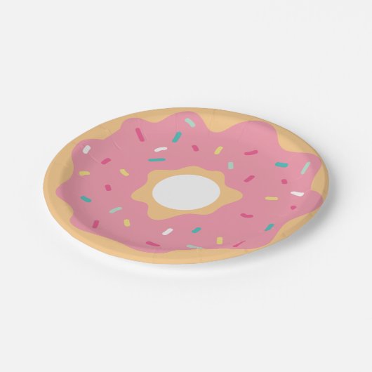 Roze aardbei Donut Papieren Bordje (Gekanteld)