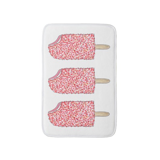 Roze aardbei Eclair Ice Cream Popsicle Pop Badmat (Voorkant Verticaal)