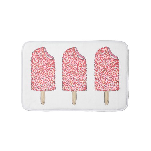 Roze aardbei Eclair Ice Cream Popsicle Pop Badmat (Voorkant)