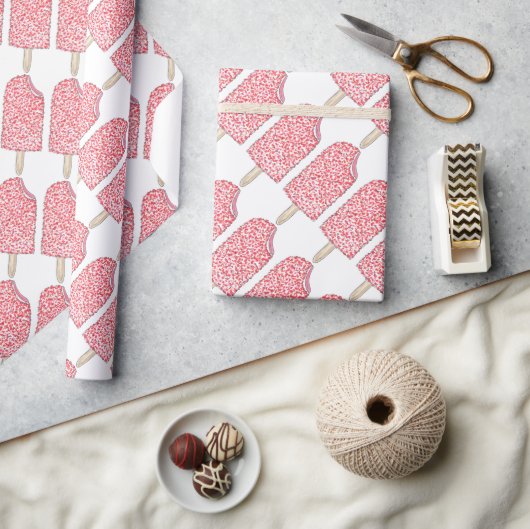 Roze aardbei Eclair Ice Cream Popsily Lolly Cadeaupapier (Crafts)