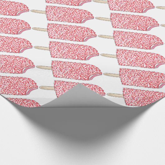 Roze aardbei Eclair Ice Cream Popsily Lolly Cadeaupapier (Hoek)