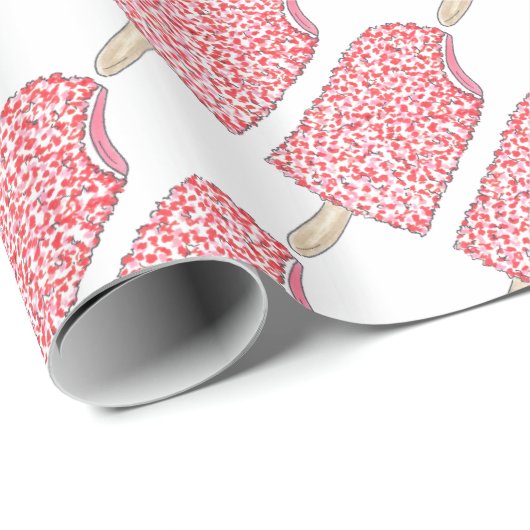 Roze aardbei Eclair Ice Cream Popsily Lolly Cadeaupapier (Rol Hoek)