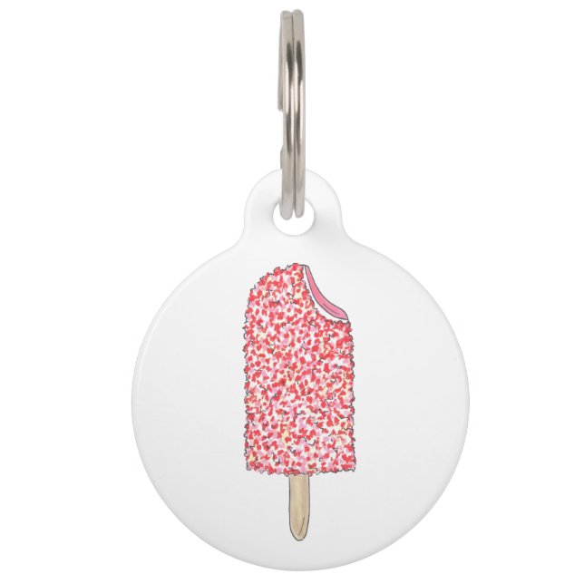 Roze aardbei Eclair Popsicle Naam Tag Huisdierpenning (Voorkant)