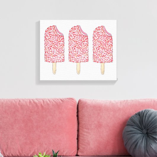 Roze aardbei Eclair Popsicles Popsicles Art Canvas Afdruk (Insitu (Woonkamer))