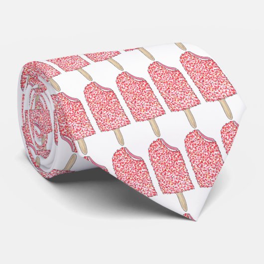 Roze aardbei Eclair Shortcake Popsicle Pop Stropda Stropdas (Opgerold)