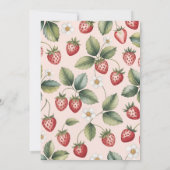 Roze aardbei eerste verjaardag kaart (Achterkant)