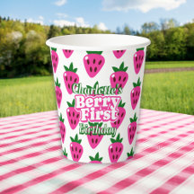 Roze Aardbei Eerste Verjaardag