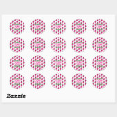 Roze Aardbei Eerste Verjaardag Ronde Sticker (Vel)