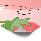 Roze Aardbei Eerste Verjaardag Welkom Poster (Hoek)